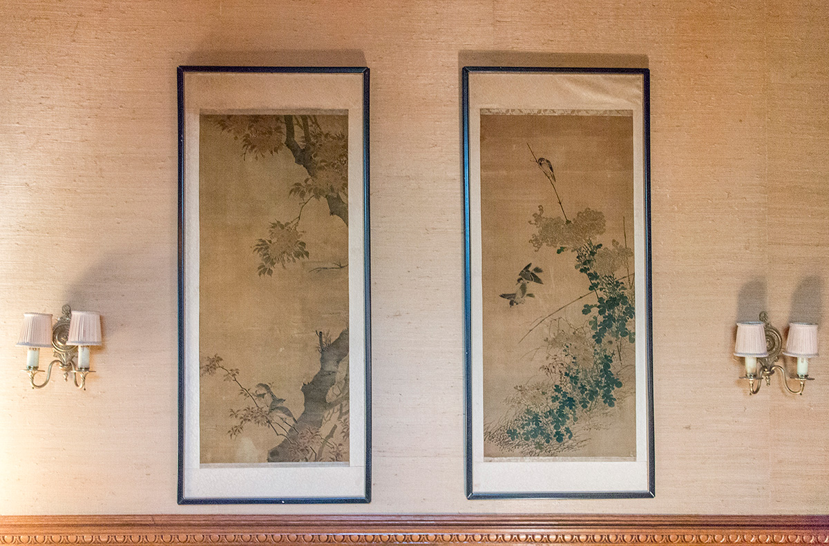 Hiroshige prints over Chippendale Setee