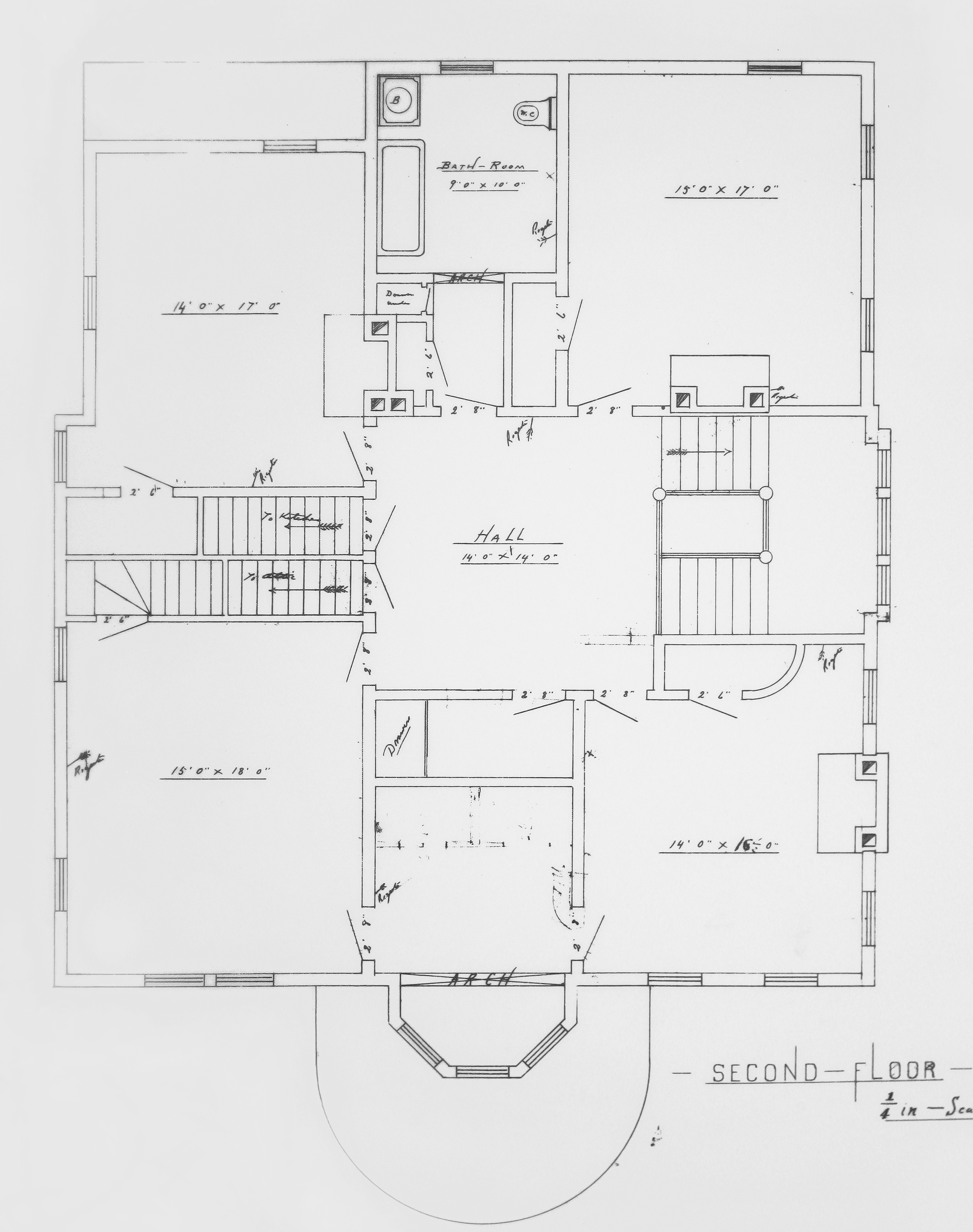 Blueprint of the Hudson House Second Floor